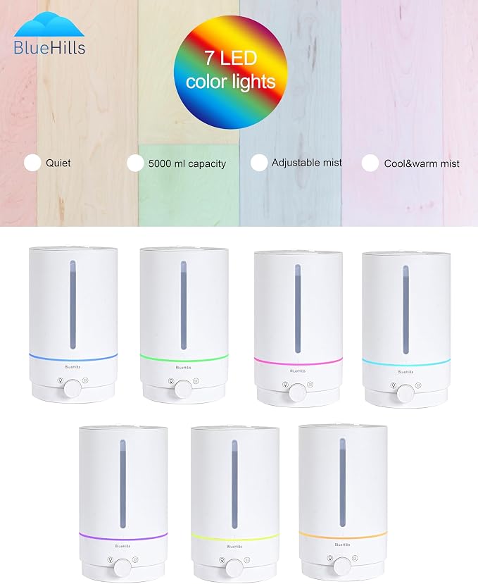Premium 5000 ML XL Cool and Warm Mist Ultrasonic Diffuser Humidifier Large Room Huge Coverage Area 5 Liter Big Capacity High