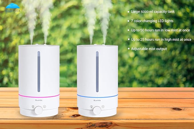 Premium 5000 ML XL Cool and Warm Mist Ultrasonic Diffuser Humidifier Large Room Huge Coverage Area 5 Liter Big Capacity High