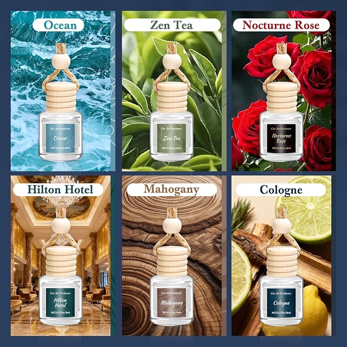 Premium Car Air Freshener, 6 Pack Deep Luxury Scent Essential Oil Diffuser, Long Lasting Fragrance Interior Decor