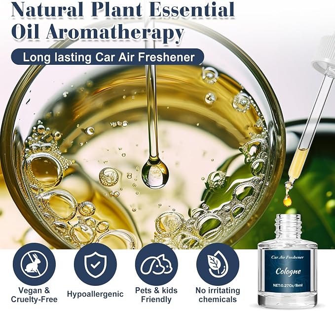 Premium Car Air Freshener, 6 Pack Deep Luxury Scent Essential Oil Diffuser, Long Lasting Fragrance Interior Decor