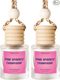 Premium Car Air Freshener Diffuser Set (2 Pack) - Pink Sparkle Champagne Fragrance Oil, 45+ Day Long-Lasting Hanging Auto