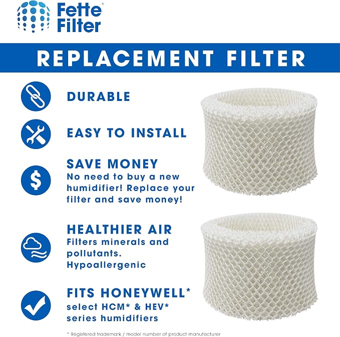 Premium Humidifier Filters Compatible With HAC-504, HAC-504AW & Filter A for Cool Mist Humidifiers (QTY 4)