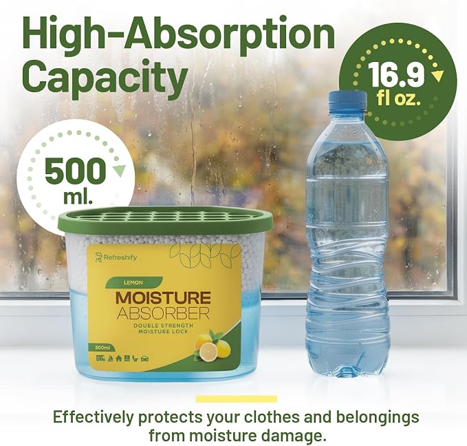Premium Moisture Absorbers and Dehumidifier Tubs – High-Efficiency Closet Dehumidifier and Dehumidifier for Car, Odor Control