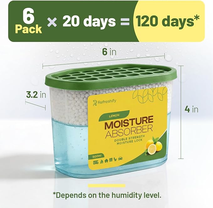 Premium Moisture Absorbers and Dehumidifier Tubs – High-Efficiency Closet Dehumidifier and Dehumidifier for Car, Odor Control