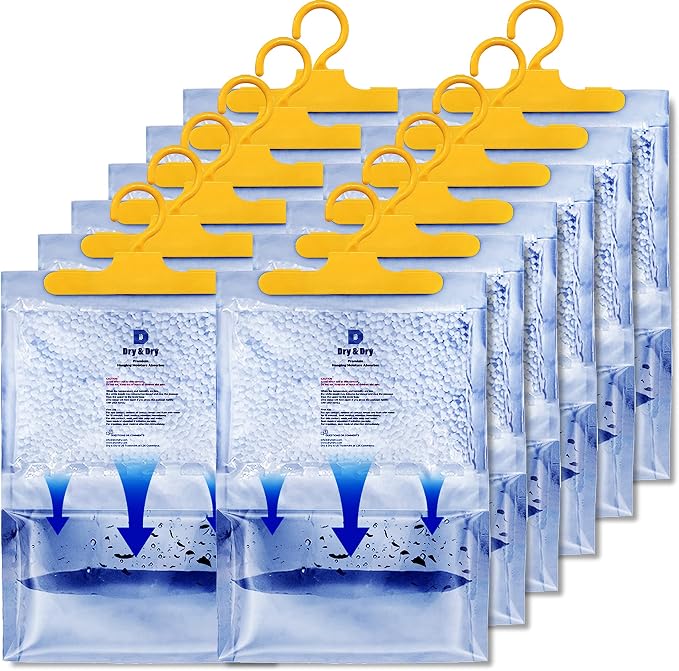 Premium Moisture Absorbers Dehumidifiers for Home, Basement, Bedroom, Small Dehumidifiers - Blue & White (Pack of 12) 14