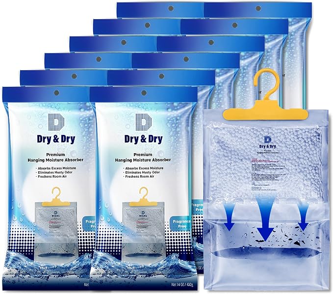 Premium Moisture Absorbers Dehumidifiers for Home, Basement, Bedroom, Small Dehumidifiers - Blue & White (Pack of 12) 14