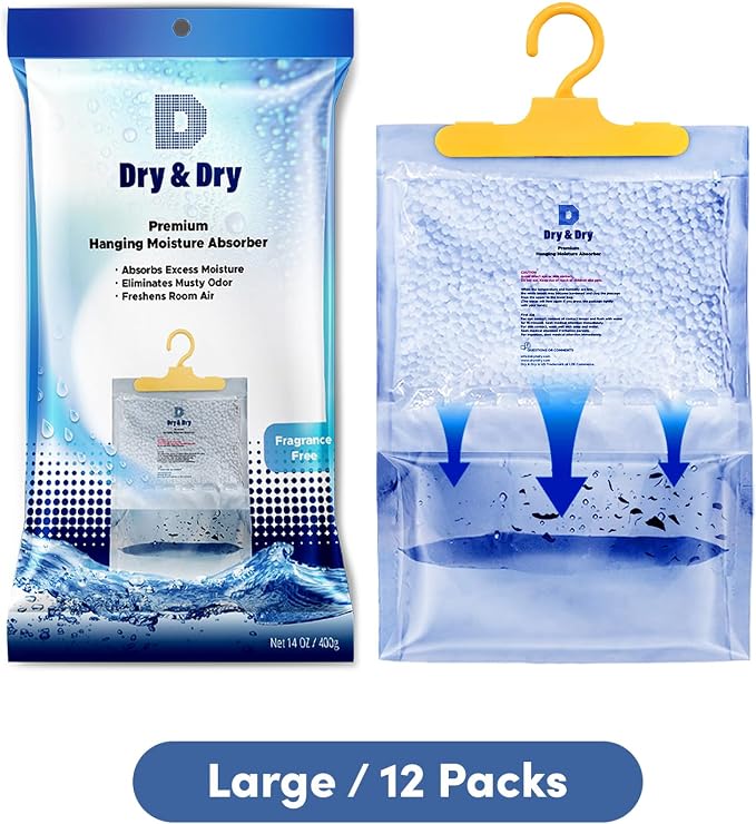 Premium Moisture Absorbers Dehumidifiers for Home, Basement, Bedroom, Small Dehumidifiers - Blue & White (Pack of 12) 14