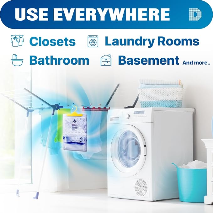 Premium Moisture Absorbers Dehumidifiers for Home, Basement, Bedroom, Small Dehumidifiers - Blue & White (Pack of 12) 14
