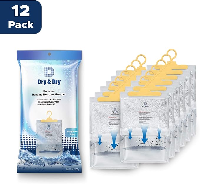 Premium Moisture Absorbers Dehumidifiers for Home, Basement, Bedroom, Small Dehumidifiers - Blue & White (Pack of 12) 14