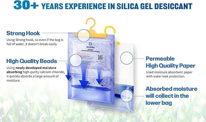 Premium Moisture Absorbers Dehumidifiers for Home, Basement, Bedroom, Small Dehumidifiers - Moisture Absorber - Blue & White