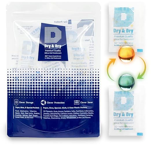 Premium Orange Indicating Silica Gel Packets Desiccants - Food Safe Silica Gel Packets - Orange - 20 Packets (5
