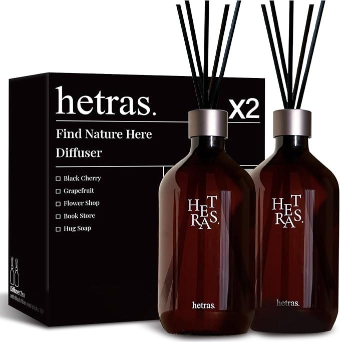 Premium Reed Diffuser Set 16.9 fl.oz. 2 Pack | Hug Soap - Musk & Tonka Scent | Long-Lasting Luxury Fragrance with 10 Reed
