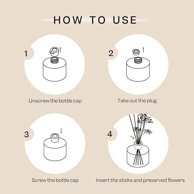 Premium Reed Diffuser Set with Preserved Baby's Breath & Cotton Stick Lavender Thyme | 6.76 Fl.oz Scent Diffuser for Bedroom