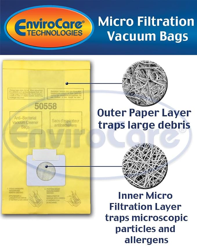 Premium Replacement Multi-layer Micro Filtration Vacuum Bags Compatible with Canister Vacuums Type C/Q. 5055, 50557