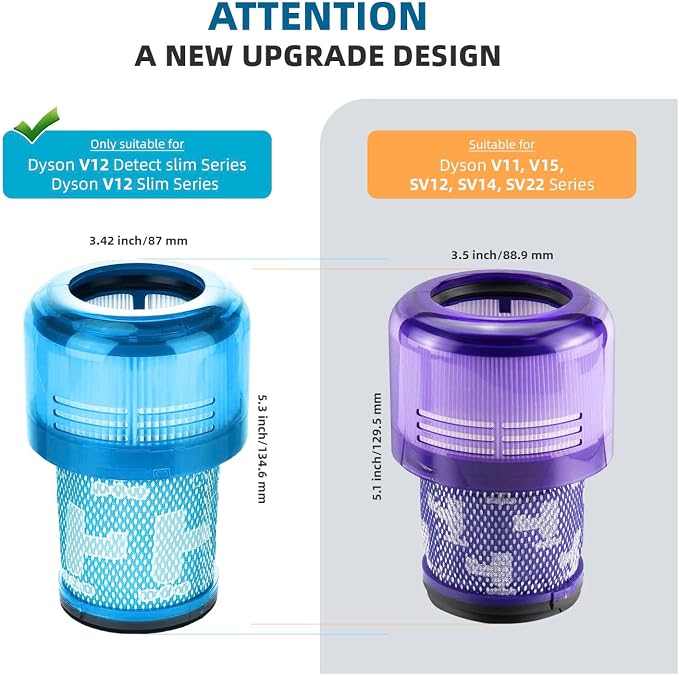 V12 Filter, 3-Pack True HEPA Replacement Filters compatible with V12, V12