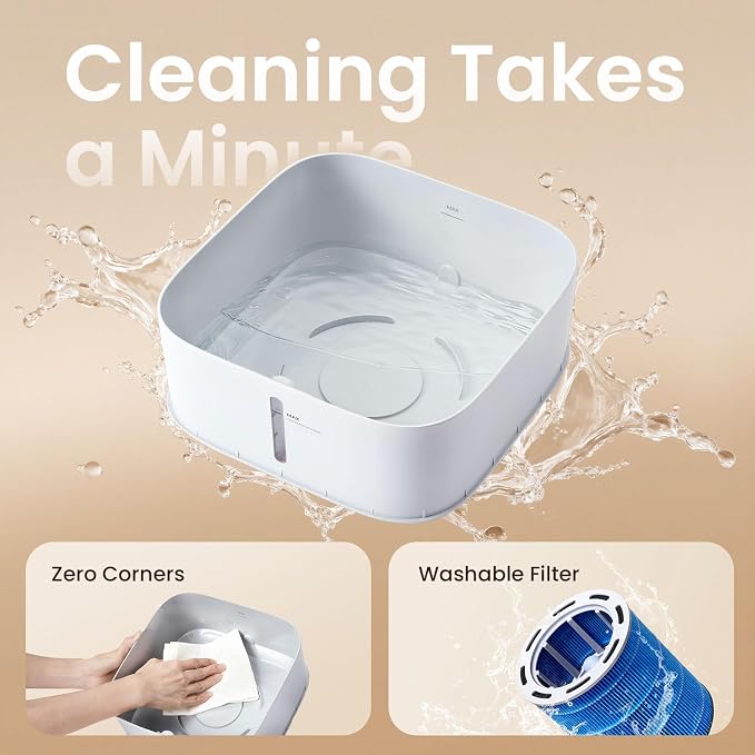 Pro Baby Evaporative Humidifier for Bedroom, MistFree & No White Dust, BPA-Free and 16dB Quiet Sleep for kids, 3 Age-Modes