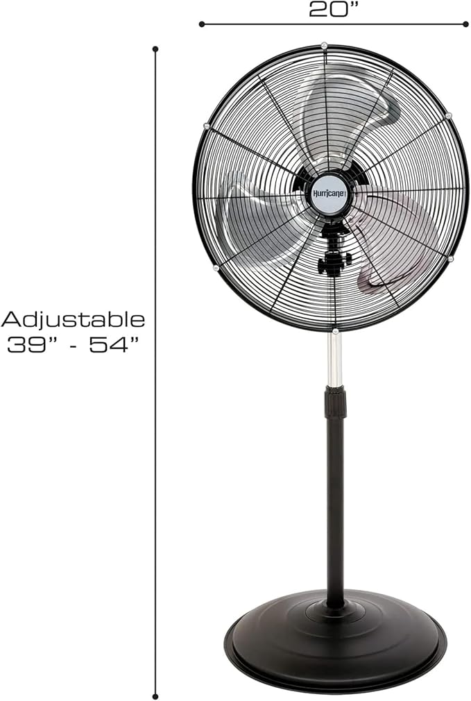 Pro High-Velocity Oscillating Metal Stand Fan w/ 3-Speed Setting, 20" - Heavy-Duty Cooling Pedestal Unit w/ 4500 CFM