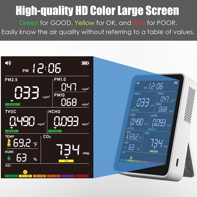 Professional Indoor Air Quality Monitor, alternate product view 4