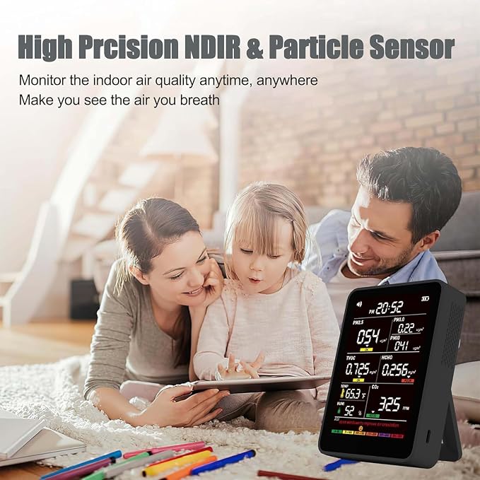 Professional Indoor with AQI Beep Alarms, Portable Real-Time Detector for Home Cars Plants and Pets