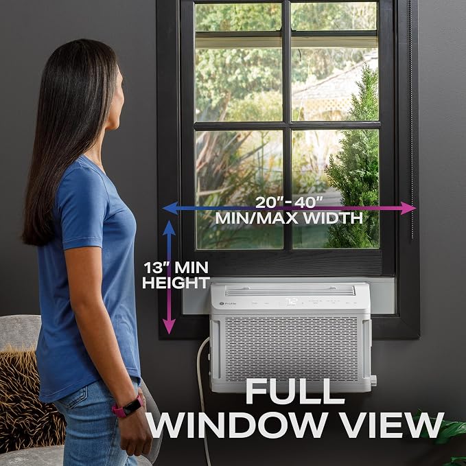 Profile ClearView Window Air Conditioner 8,300 BTU, WiFi Enabled, Ultra Quiet for Medium Rooms, Full Window View with Easy