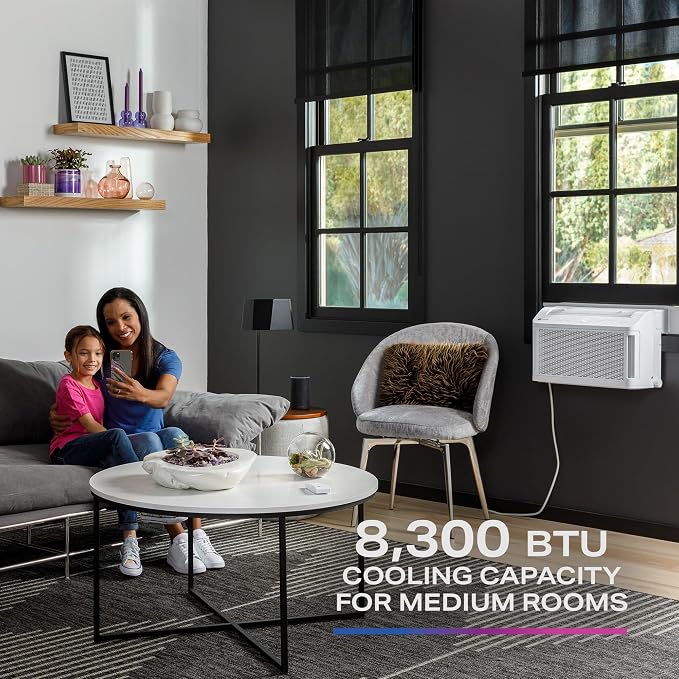 Profile ClearView Window Air Conditioner 8,300 BTU, WiFi Enabled, Ultra Quiet for Medium Rooms, Full Window View with Easy