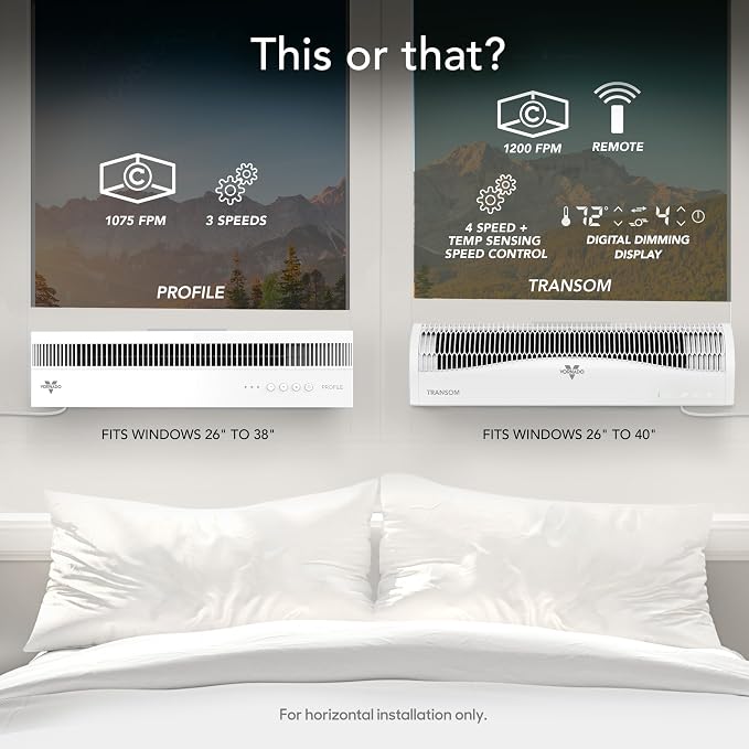 PROFILE® Window Fan, Whole Room Air Circulator, Reversible Exhaust, Quiet Operation, 3 Speed Settings, Low Profile Window Fan