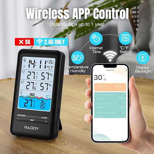 PT-3 Wi-Fi Pool Thermometer Floating Easy Read with 2 Additional Remote Sensors, APP Remote Monitor, Large Digital Display