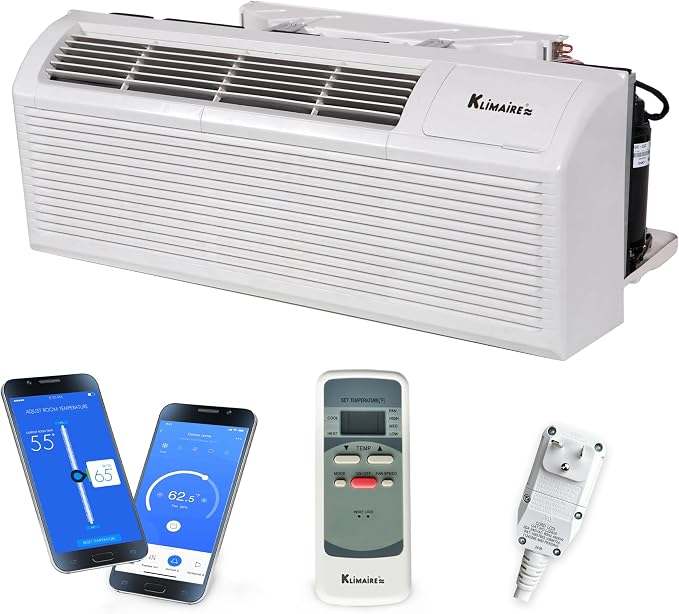 PTAC 12,000 BTU Air Conditioner Heat Pump R-32 with Remote Control & 3.5 kW Electric Heater -230V, product image