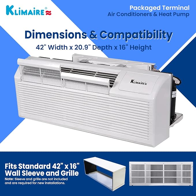 PTAC 12,000 BTU Air Conditioner Heat Pump R-32 with Remote Control & 3.5 kW Electric Heater -230V, alternate product view 5