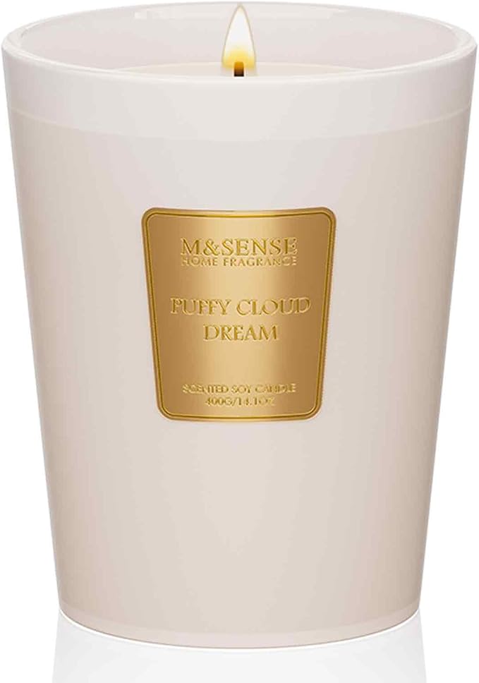 Puffy Cloud Dream Soy Candle, 14.1oz 60H Long Lasting, Aromatherapy Candle for Nursery Calm Winter Home Decor Housewarming