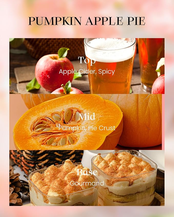 Pumpkin Apple Pie Scented Candles, 8.1oz 42-Hour Slow Burning Soy Candles, alternate product view 2