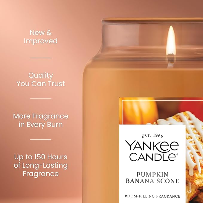 Pumpkin Banana Scone, Scented Candle, 22oz Large Jar with up to 150 Hour Burn Time, Giftable 22oz, alternate product view 3