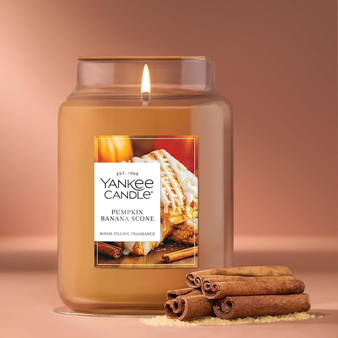Pumpkin Banana Scone, Scented Candle, 22oz Large Jar with up to 150 Hour Burn Time, Giftable 22oz, alternate product view 4