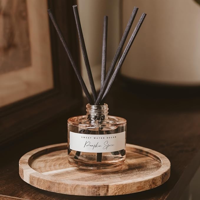 Pumpkin Spice Reed Diffuser, Autumn Scented Premium Fragrance, Long-Lasting Air-Freshener for Home, Bathroom & Bedroom