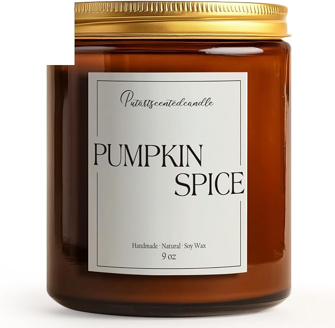 Pumpkin Spice Scented Candles for Home, Natural Soy Wax Aromatherapy made from natural materials Pumpkin Fall Candle Gifts