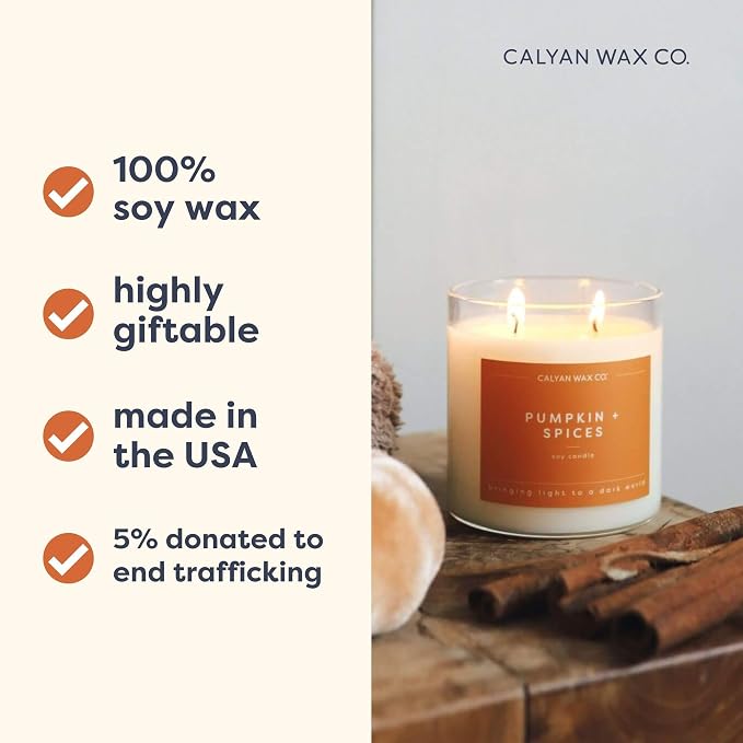 . Pumpkin & Spices 2 Wick Scented Candle - 37 Hour Burn - Luxury made from natural materials Soy Wax Candles, alternate