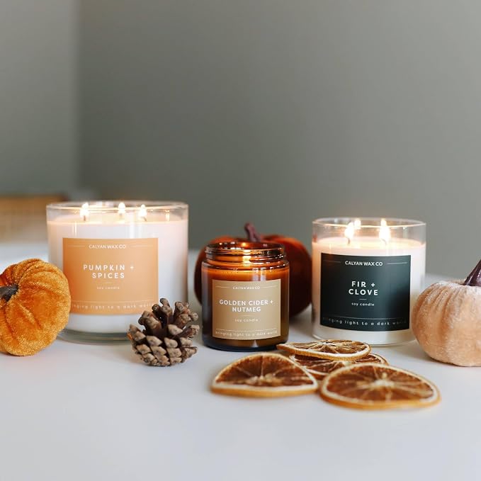 . Pumpkin & Spices 3 Wick Scented Candle - 43 Hour Burn - Luxury 3 Wick Soy Candles, alternate product view 4
