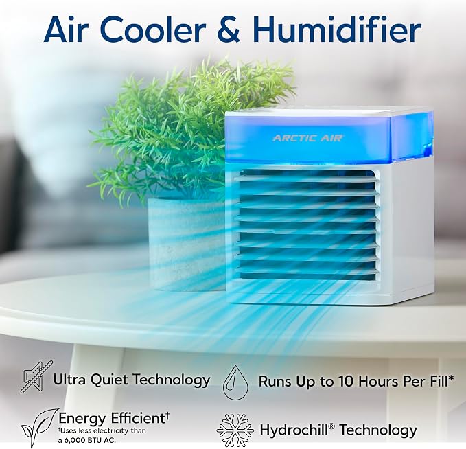 Pure Chill Deluxe Evaporative Air Cooler - Powerful, Quiet, Lightweight And Portable Space Cooler With Hydro-Chill, alternate