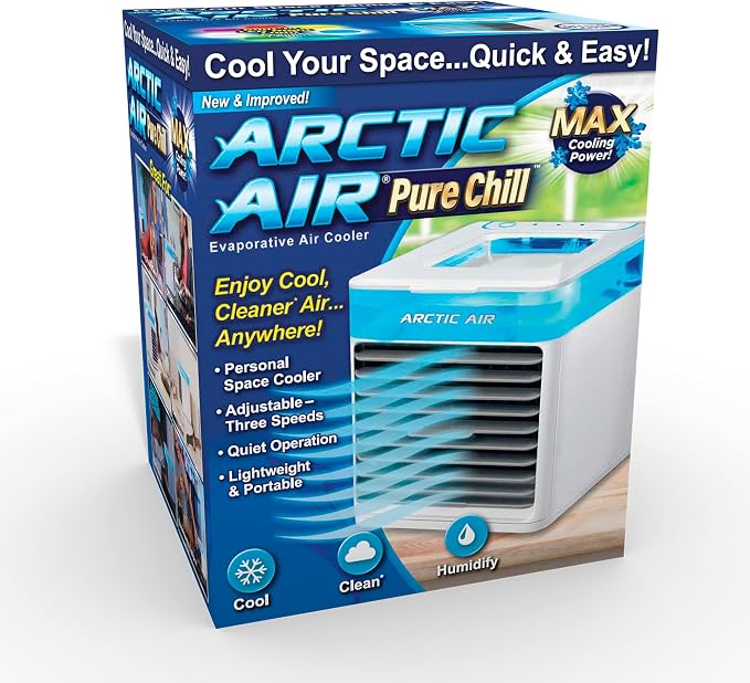 Pure Chill Evaporative Air Cooler By - Powerful 3-Speed Personal Space Cooler, Quiet, Lightweight And