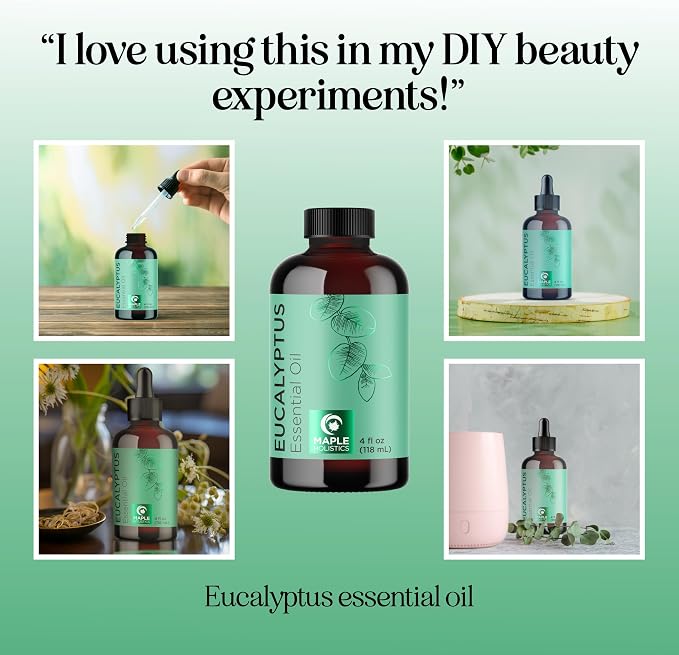 Pure Eucalyptus Essential Oil 4oz Invigorating Home Spa Aromatherapy and Natural Bath Oil, alternate product view 4