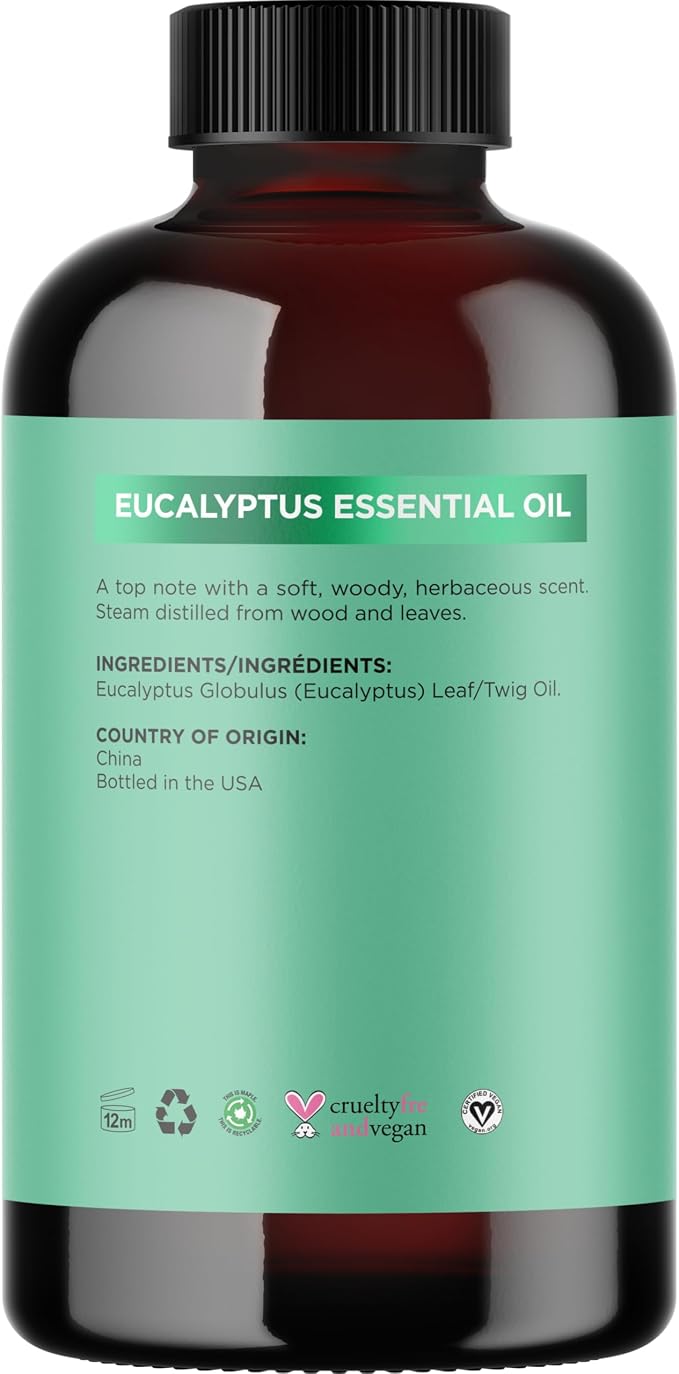 Pure Eucalyptus Essential Oil 4oz Invigorating Home Spa Aromatherapy and Natural Bath Oil, alternate product view 6