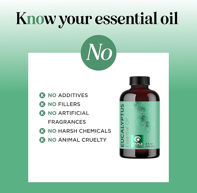 Pure Eucalyptus Essential Oil 4oz Invigorating Home Spa Aromatherapy and Natural Bath Oil, alternate product view 8