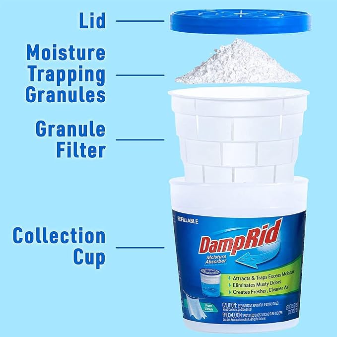 Pure Linen Refillable Moisture Absorber - 10.5oz cups - 2 pack – Traps Moisture for Fresher, Cleaner Air 2 pack 10.5oz
