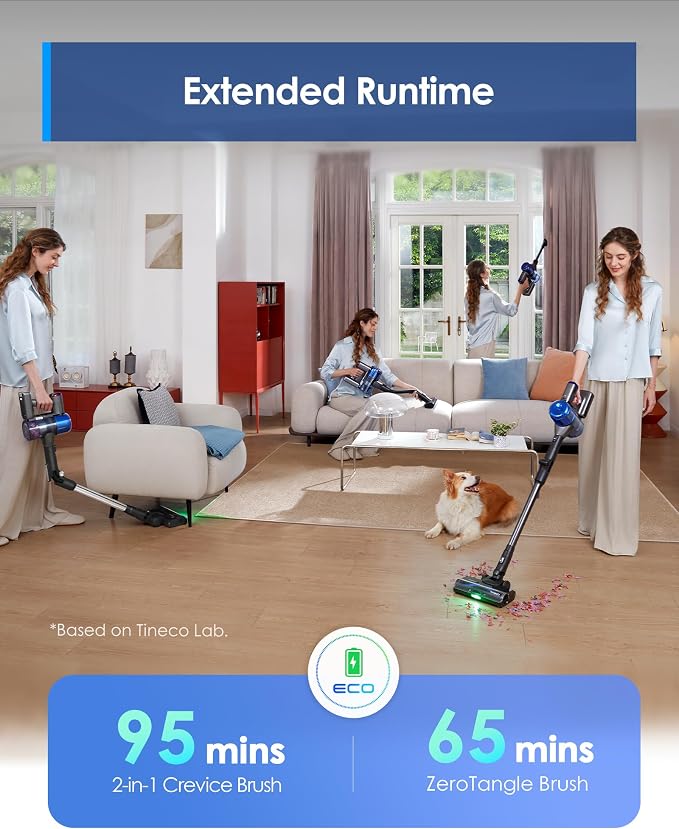 Pure ONE S70 Cordless Vacuum Cleaner, 200AW Powerful Suction, Up to 95min Runtime, Zero Tangle Brush,180° Foldable Tube