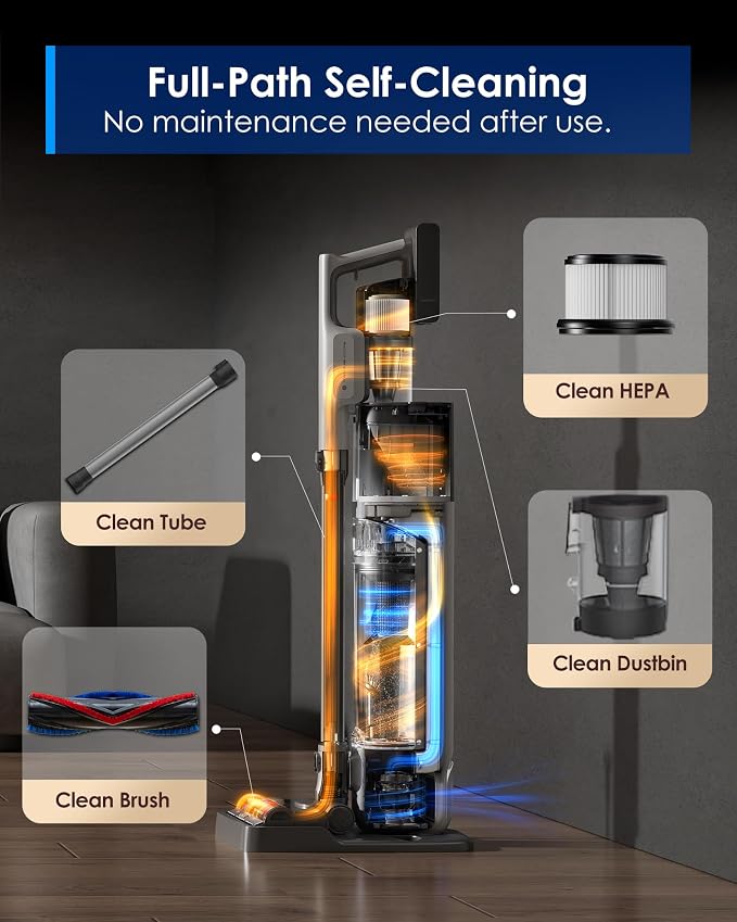 Pure ONE Station 5 Pro Cordless Vacuum, Automatic Dust Collection, Full-Path Self-Cleaning, ZeroTangle Brush, Up to 100