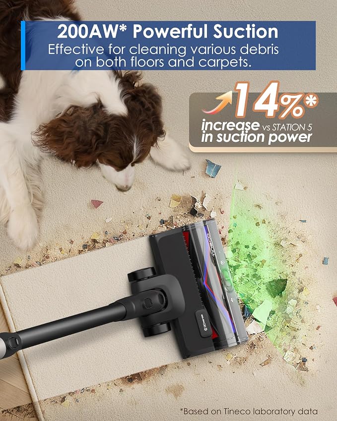Pure ONE Station 5 Pro Cordless Vacuum, Automatic Dust Collection, Full-Path Self-Cleaning, ZeroTangle Brush, Up to 100