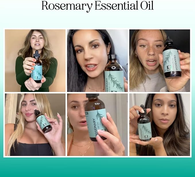 Pure Rosemary Essential Oil Bulk Size - Undiluted Rosemary Oil for Hair Skin and Nails and Refreshing Aromatherapy Oil for