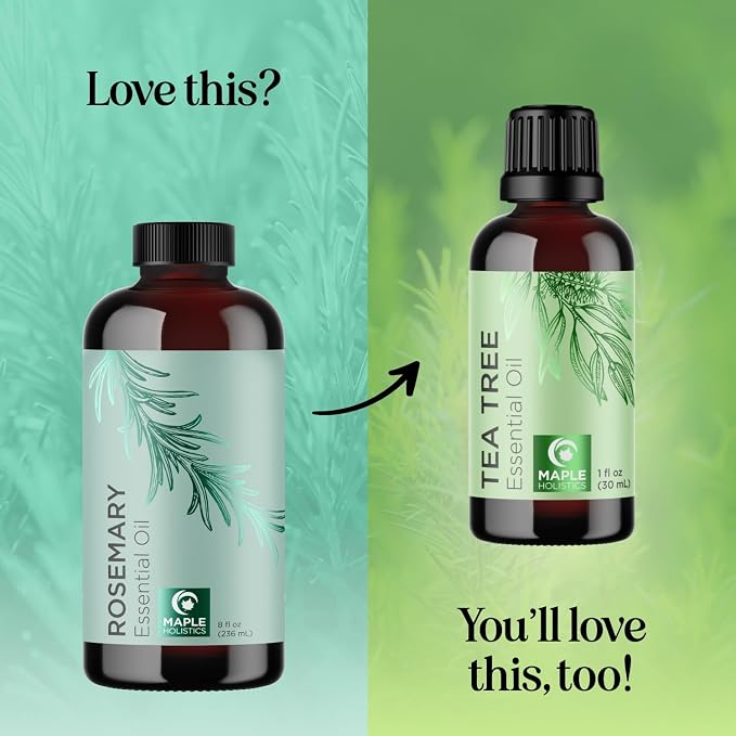Pure Rosemary Essential Oil Bulk Size - Undiluted Rosemary Oil for Hair Skin and Nails and Refreshing Aromatherapy Oil for