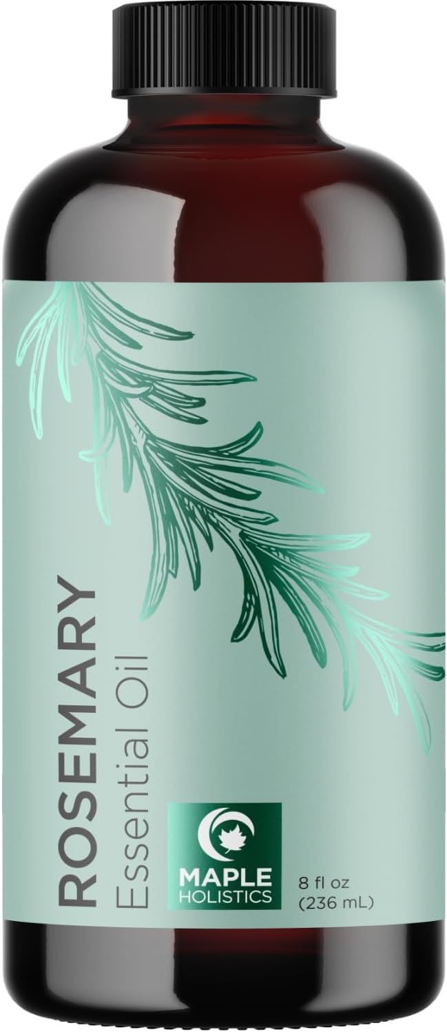 Pure Rosemary Essential Oil Bulk Size - Undiluted Rosemary Oil for Hair Skin and Nails and Refreshing Aromatherapy Oil for