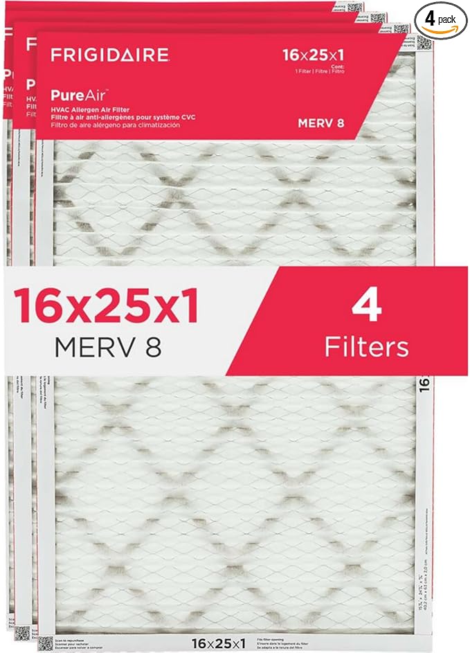 PureAir® 16" x 25" x 1" MERV 8 Allergen Air Filter - 4 Pack, product image